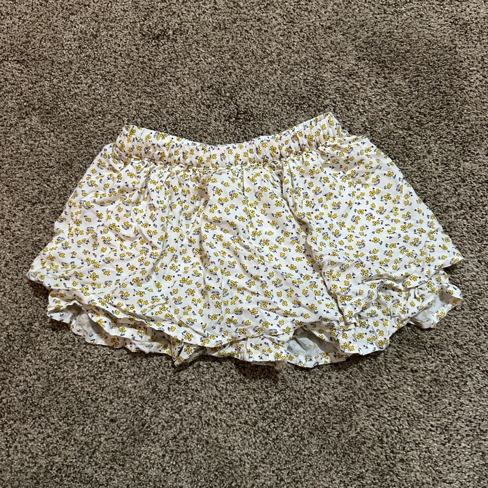 Floral White and Yellow kids skort